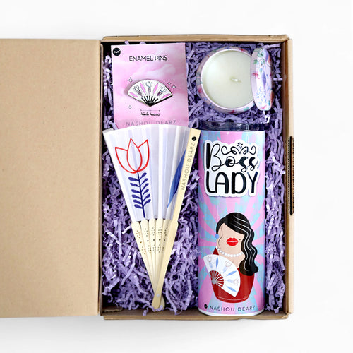 BOSS LADY Essentials Tumbler, Pin and Hand Fan Gift Box