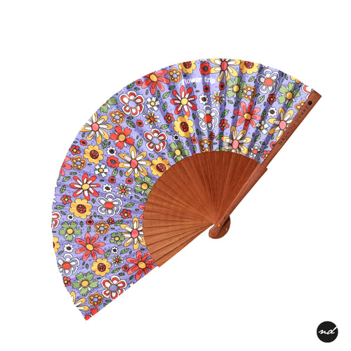 FLOWER TRIP Premium Wooden Hand Fan