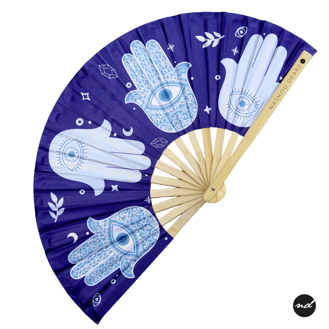 MYSTIC MIDNIGHT HAMSA Hand Fan