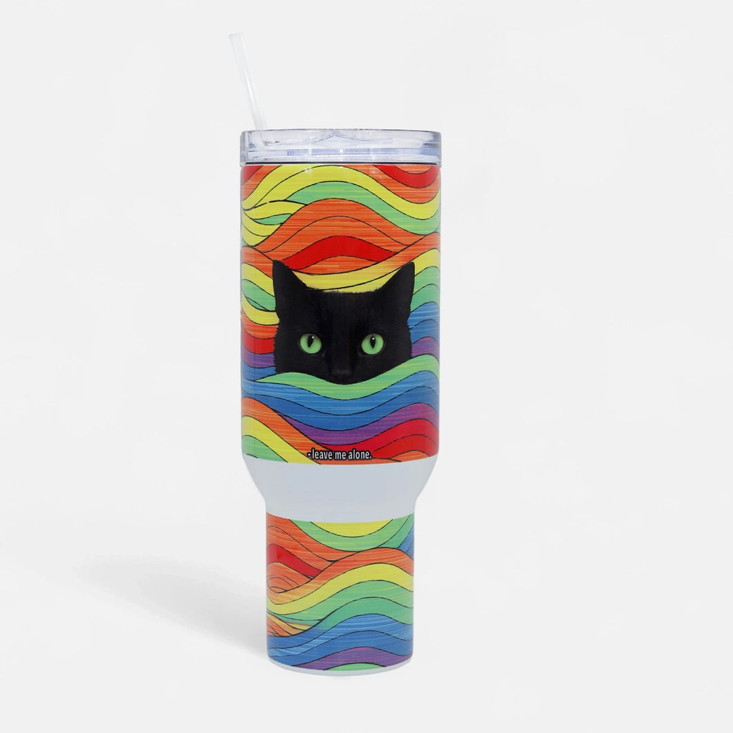 Leave Me Alone Black Kitty 40oz Stainless Steel Tumbler