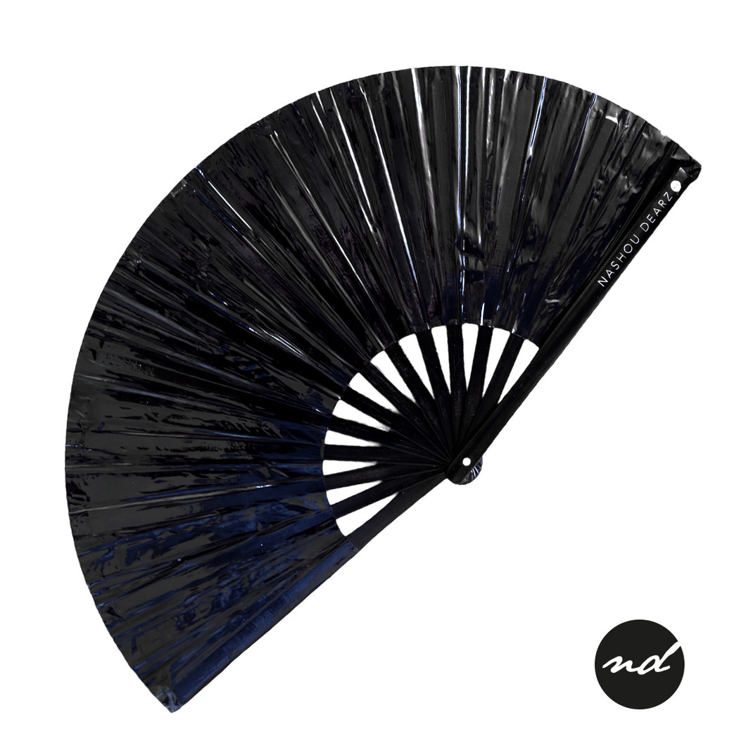 Metallic Black Hand Fan