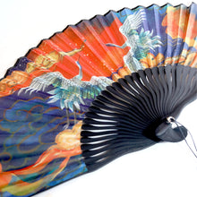 Load image into Gallery viewer, Midnight Fire Crane Purse Hand Fan