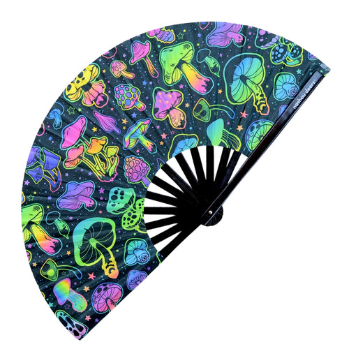 Mushroom Trip UV Glow Hand Fan