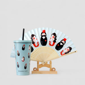 Nash Family Stainless Steel Tumbler and Hand Fan