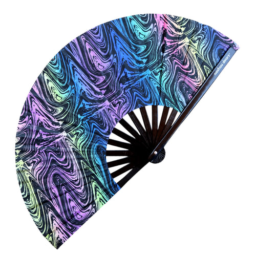 Neon Mirage UV Glow Hand Fan