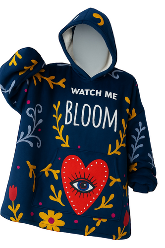 WATCH ME BLOOM Wearable Fleece Blanket Hoodie