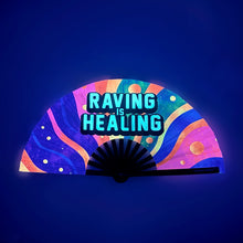Load image into Gallery viewer, Raving is Healing UV GLOW Hand Fan