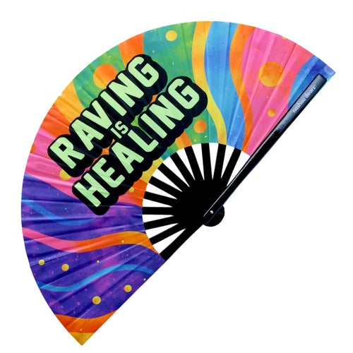 Raving is Healing UV GLOW Hand Fan