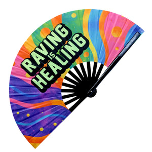 Raving is Healing UV GLOW Hand Fan