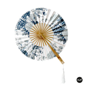 Yamato Style Japanese Blossom in Steel Blue Purse Hand Fan