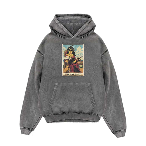 The Cat Lady Tarot Washed Hoodie