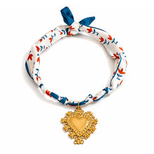 Load image into Gallery viewer, Vintage Bloom Heart Bandana Charm Necklace
