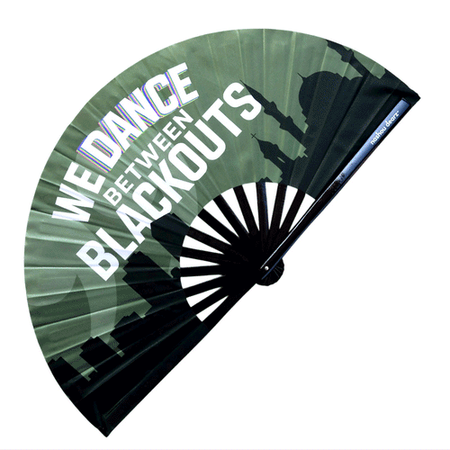 We Dance Between Blackouts UV GLOW Hand Fan