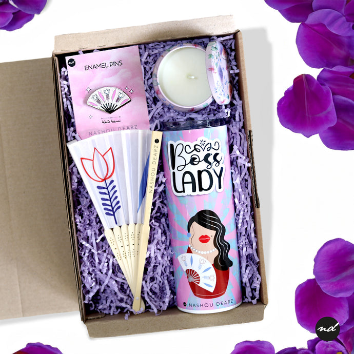 BOSS LADY Essentials Tumbler, Pin and Hand Fan Gift Box