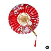 Load image into Gallery viewer, Yamato Style Japanese Blossom in Red Purse Hand Fan