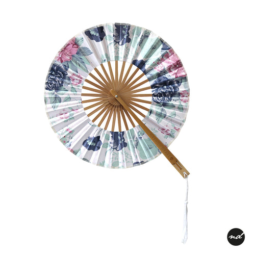 Yamato Style Japanese Blossom in Blue and Pink Purse Hand Fan