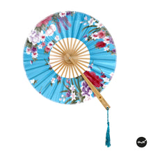 Load image into Gallery viewer, Yamato Style Japanese Blossom in Blue-Green Purse Hand Fan