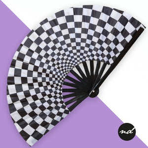 Hypnotic Checkers UV Hand Fan