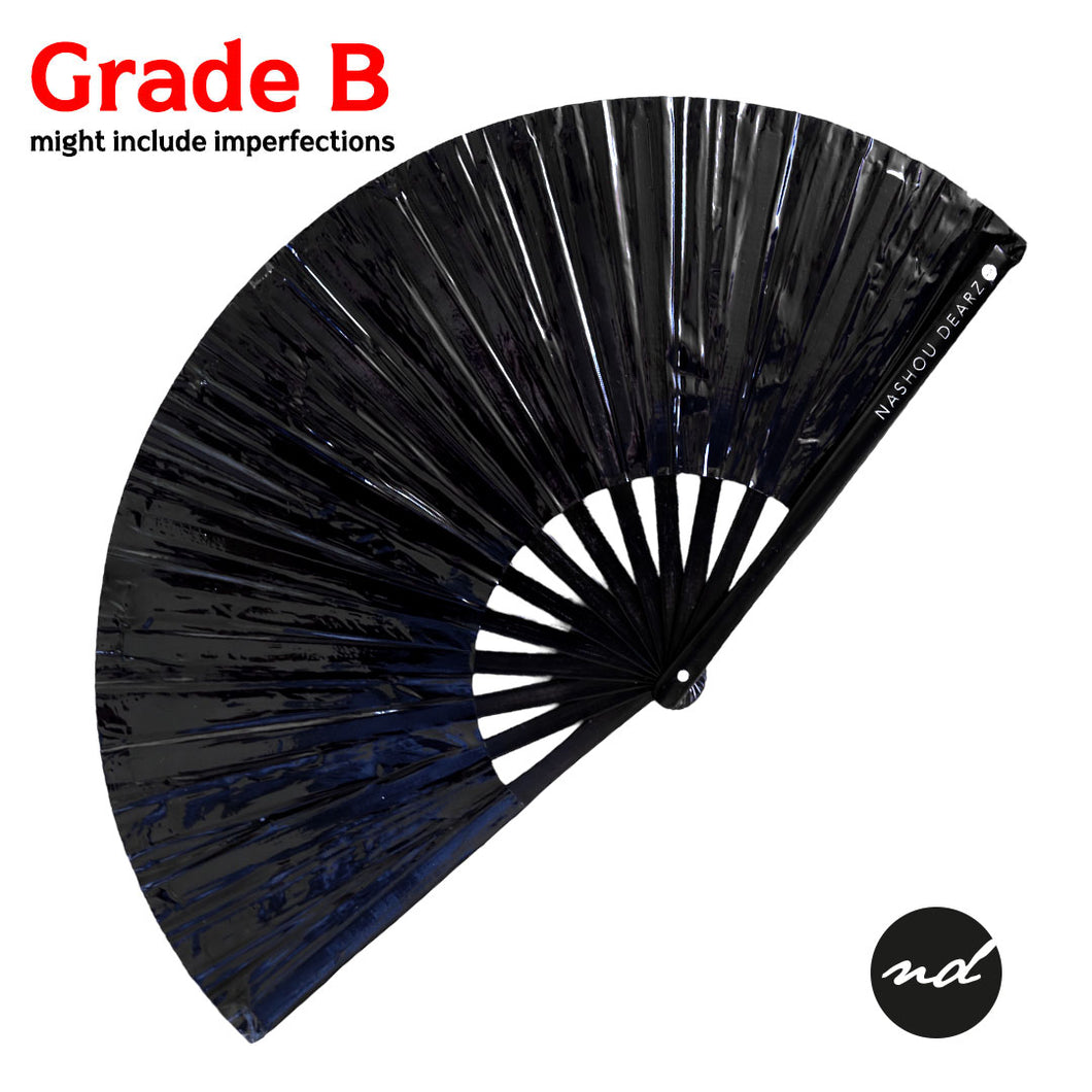 GRADE B Metallic Black Hand Fan